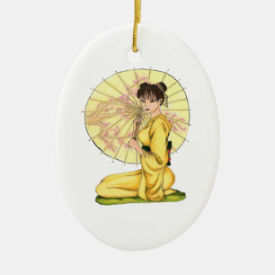 BEAUTIFUL GEISHA CEREMONY CERAMIC TREE DECORATION