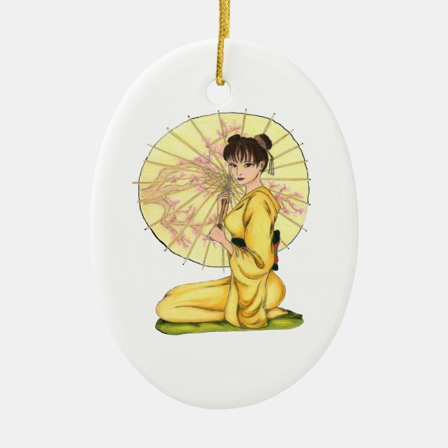 BEAUTIFUL GEISHA CEREMONY CERAMIC TREE DECORATION (Front)