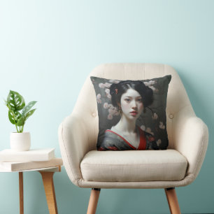 Beautiful Geisha Flowers Cushion