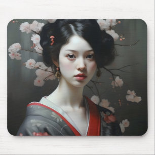 Beautiful Geisha Flowers Mouse Mat