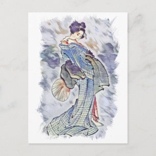 Beautiful Geisha / Vintage japanese art style Postcard