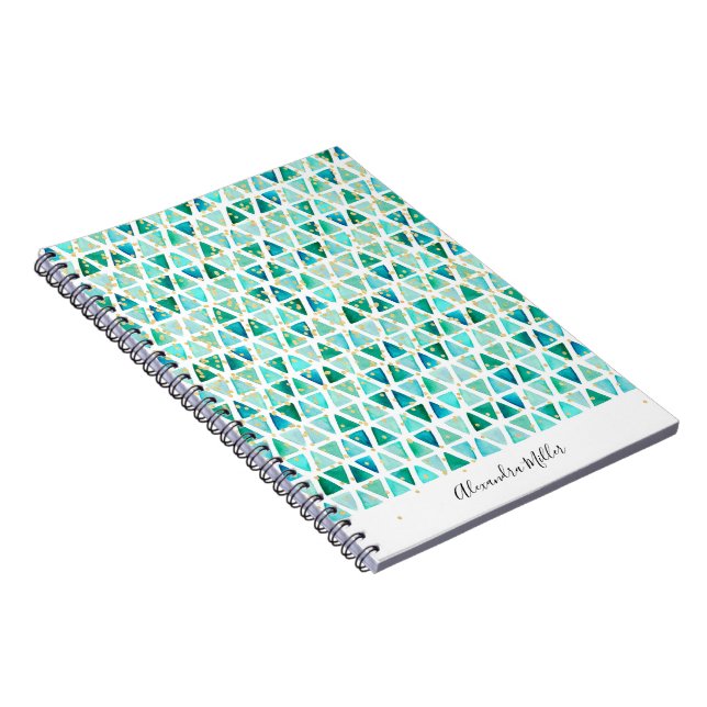 Beautiful Gemstone Gold Faux Foil Confetti Name Notebook (Right Side)