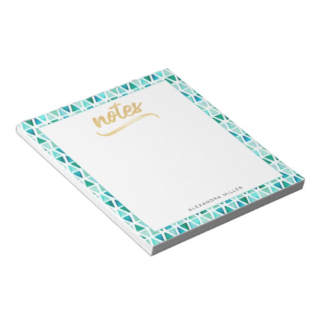 Beautiful Gemstone Pattern Gold Faux Foil Notepad (Angled)