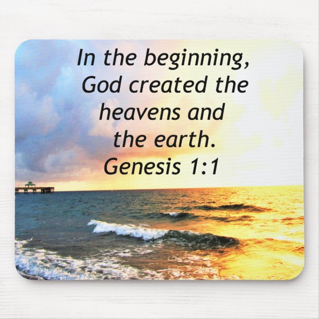 BEAUTIFUL GENESIS 1:1 BIBLE QUOTE DESIGN MOUSE MAT (Front)