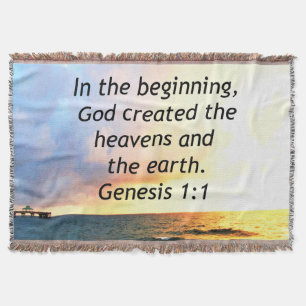 BEAUTIFUL GENESIS 1:1 BIBLE QUOTE SUNRISE PHOTO THROW BLANKET