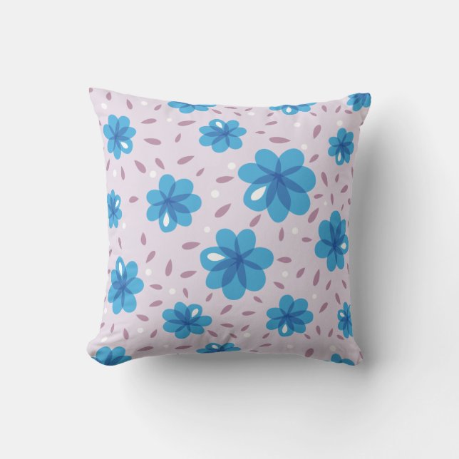 Beautiful Gentle Blue Flowers Pattern Cushion (Front)