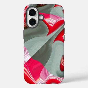 Beautiful Geometric Red Ash Grey Customise Product iPhone 16 Case