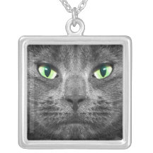 Beautiful George grey cat necklace