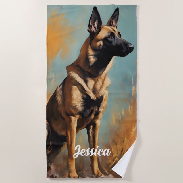 Beautiful German Malinois Beach Towel (Front)