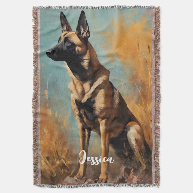 Beautiful German Malinois Throw Blanket (Front Vertical)