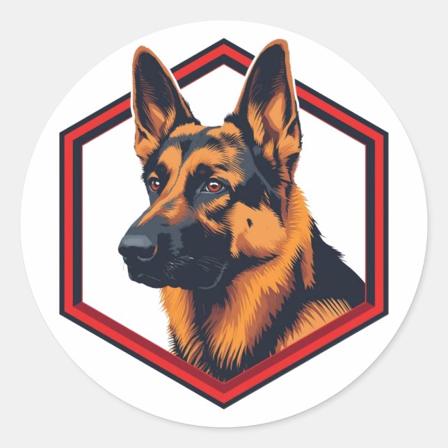 Beautiful German Shepard In A Six Sided Frame Classic Round Sticker (Front)