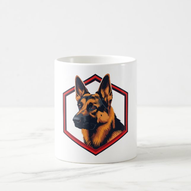 Beautiful German Shepard In A Six Sided Frame Coffee Mug (Center)