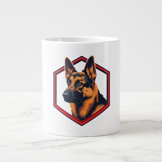 Beautiful German Shepard In A Six Sided Frame Large Coffee Mug (Front)