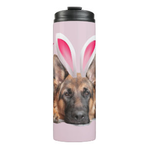 Beautiful German Shepherd Bunny Ears Happy Easter Thermal Tumbler