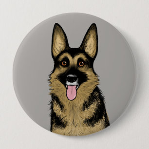Beautiful German Shepherd Dog Cartoon Pet Art 10 Cm Round Badge