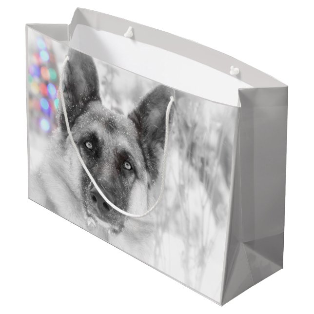 Beautiful German Shepherd Holiday Gift Bag (Back Angled)