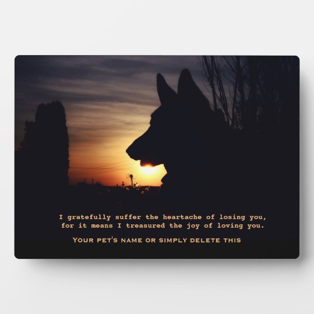 Beautiful German Shepherd Pet Memorial Plaque (Front)