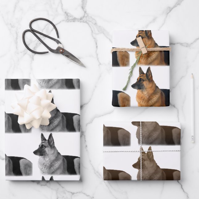 Beautiful German Shepherd Portrait Black & Tan Wra Wrapping Paper Sheet (Front)