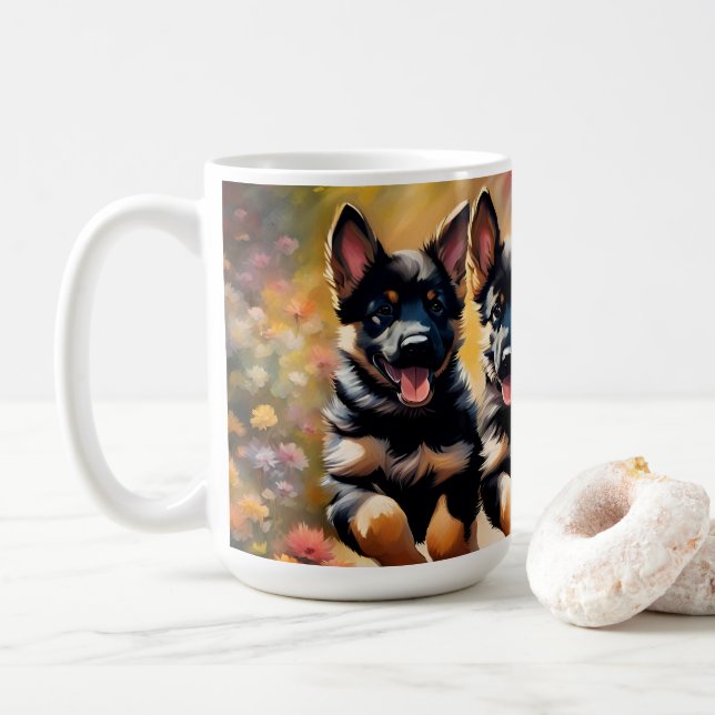 Beautiful German Shepherd Puppies Coffee Mug (With Donut)