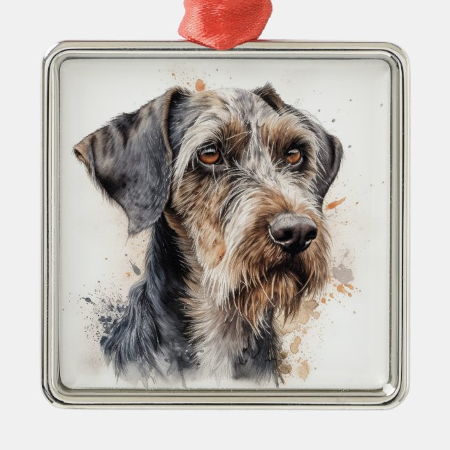 BEAUTIFUL GERMAN WIREHAIRED POINTER DOG METAL TREE DECORATION (Front)