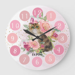 Beautiful Gift For A Cat Lover Large Clock