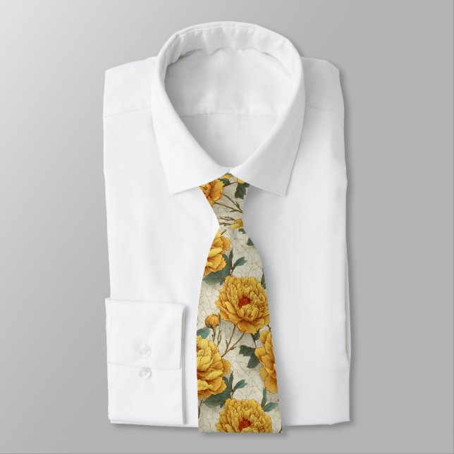 Beautiful Gift  For Boyfriend Peonies Tie (Tied)