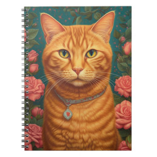 Beautiful Ginger Cat and Flowers Notebook