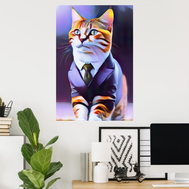 Beautiful Ginger Cat Boss D Poster (Home Office)
