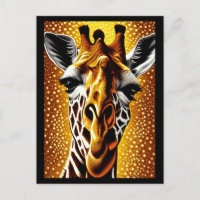 Beautiful Giraffe on a Glitter Gold Background