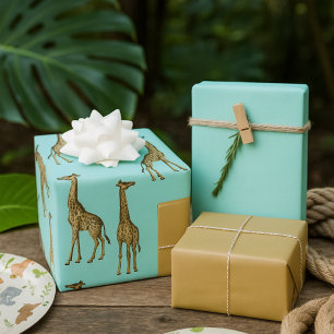 Beautiful Giraffe Safari Wrapping Paper Sheet