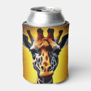Beautiful Giraffe with a Gold Glitter Can Cooler