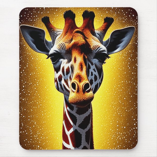 Beautiful Giraffe with a Gold Glitter   Mouse Mat (Front)