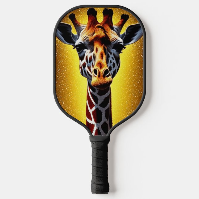 Beautiful Giraffe with a Gold Glitter   Pickleball Paddle (Front)