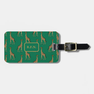 Beautiful Giraffes Green and Brown Luggage Tag