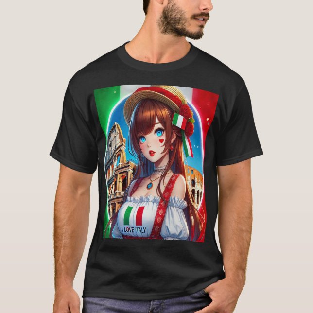 BEAUTIFUL GIRL ANIME AT THE COLISEUM OF ROME, ITAL T-Shirt (Front)
