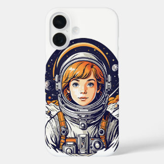 Beautiful girl astronaut in space iPhone 16 case