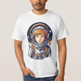 Beautiful girl astronaut in space T-Shirt