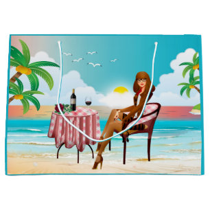 Beautiful Girl At The Beach Large Gift Bag