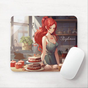 Beautiful Girl Baking In The Kithcen Mouse Mat