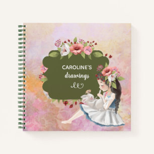 Beautiful Girl, Bunny and Flowers Notebook