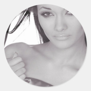 beautiful girl classic round sticker