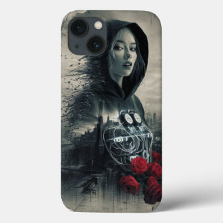 Beautiful girl design with black Hoodi iPhone 13 Case