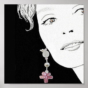 Beautiful girl face fashion illustration fine art  poster