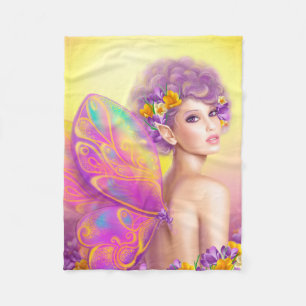 Beautiful girl fairy butterfly fleece blanket