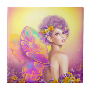 Beautiful girl fairy butterfly tile
