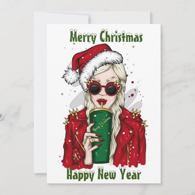 Beautiful Girl Flat Holiday Card (Front)