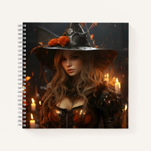 Beautiful Girl Halloween Witch Awesome Portrait Notebook