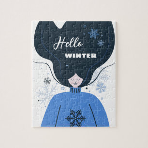 Beautiful girl Hello Winter  Jigsaw Puzzle