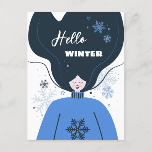 Beautiful girl Hello Winter Postcard