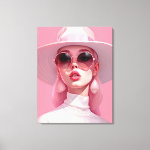 Beautiful Girl in a pink sunglasses Canvas Print